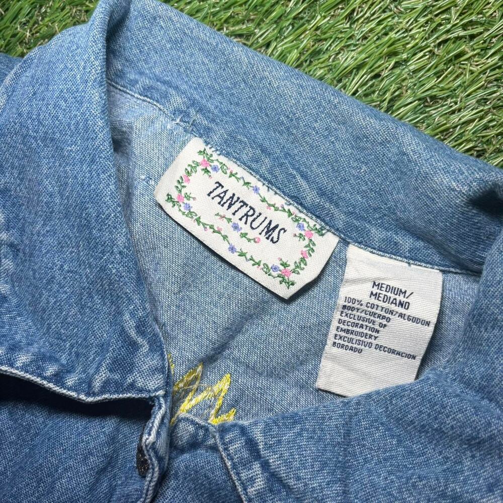 Grandmacore denim jacket with colorful embroidery - Picture 3 of 4